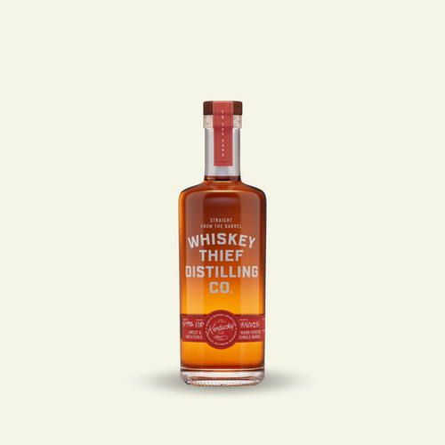 A bottle of Whiskey Thief Single Barrel Selection Straight Bourbon Whiskey 375ml