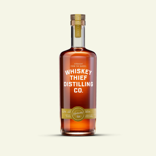 A bottle of Whiskey Thief Bottled In Bond Single Barrel Selection Straight Bourbon Whiskey 750ml