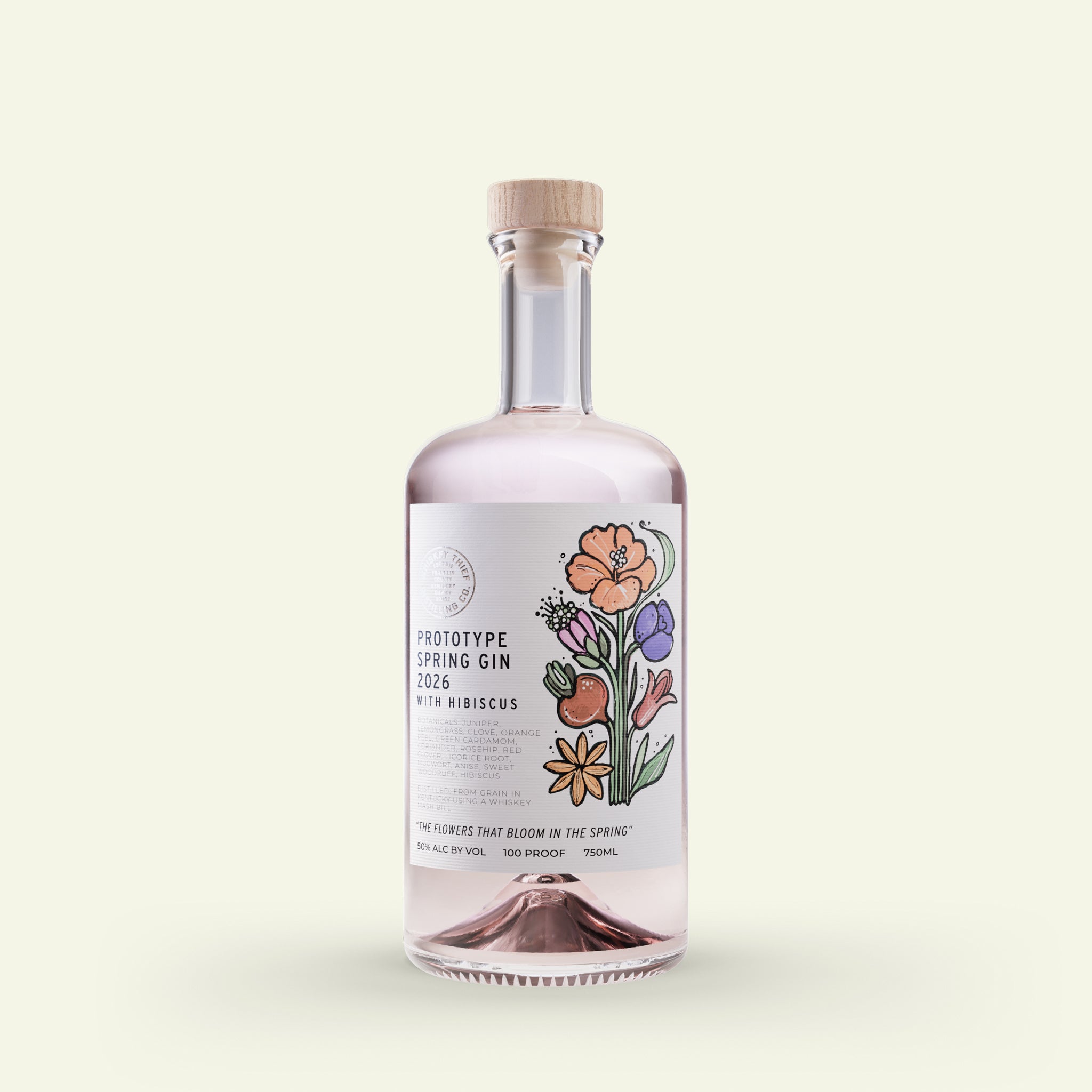 A bottle of Whiskey Thief Prototype Spring Gin 2026 750ml